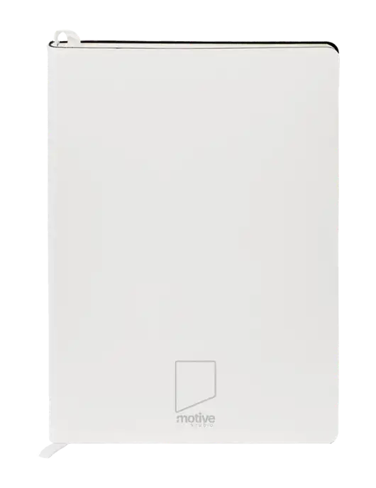 Fabrizio White Soft Cover 5.75 x 8.125 Journal w/Motive Studio Logo