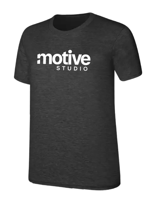 Womens Ring Spun Dark Heather Grey 4.5 oz T-Shirt w/Motive Studio Logo
