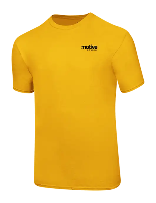 Ring Spun Yellow Gold 4.5 oz T-Shirt
 w/Motive Studio Logo