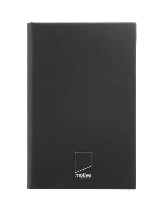 Black Leatherette 5.25 x 8.25 Journal w/Motive Studio Logo