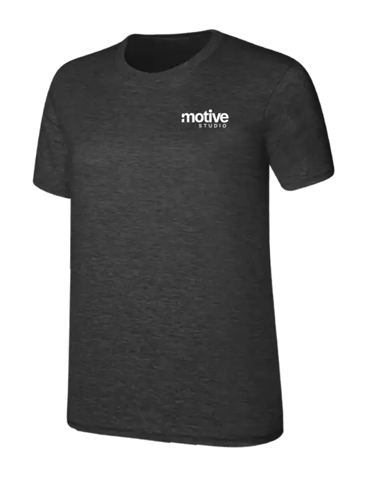 Womens Ring Spun Dark Heather Grey 4.5 oz T-Shirt w/Motive Studio Logo