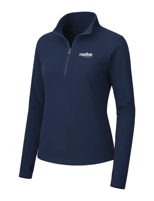 Womens Navy Microfleece 1/2 Zip Pullover w/Motive Studio Logo