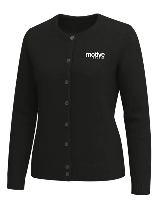 Brooks Brothers Womens Black Washable Merino Cardigan Sweater w/Motive Studio Logo