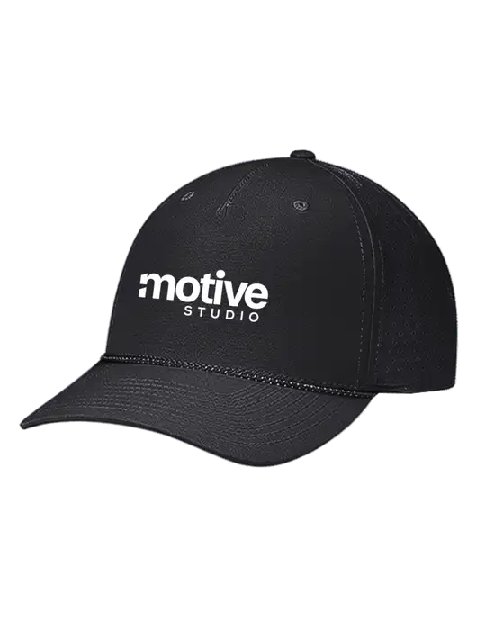 Richardson Laser Perf Performance Black/Black-Grey Rope Cap w/Motive Studio Logo