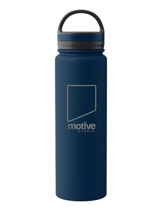 34oz Wide Mouth Stainless Steel Light Navy Bottle w/Motive Studio Logo