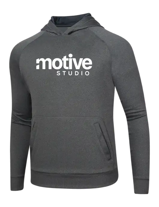 Tech Graphite Heather Fleece Hooded Sweatshirt w/Motive Studio Logo