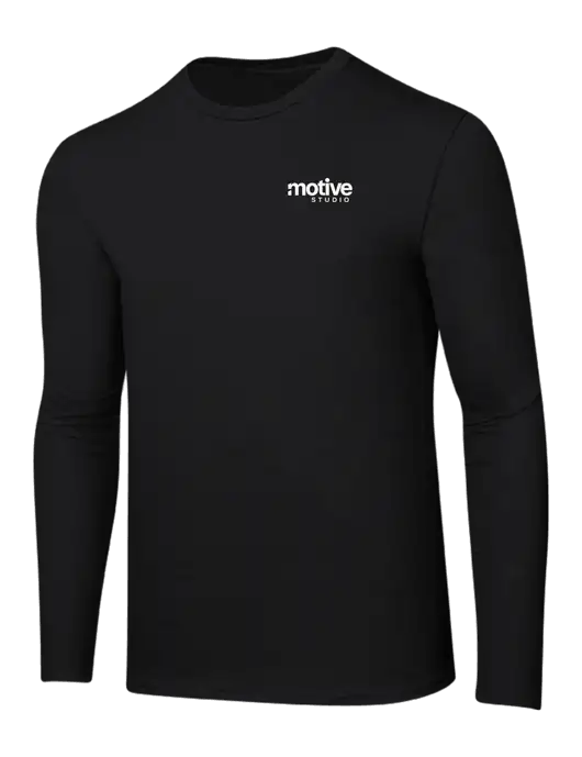 Ring Spun Jet Black 4.5 oz Long Sleeve T-Shirt w/Motive Studio Logo