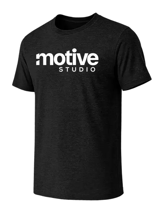 BELLA+CANVAS Black Heather CVC Short Sleeve Tee w/Motive Studio Logo