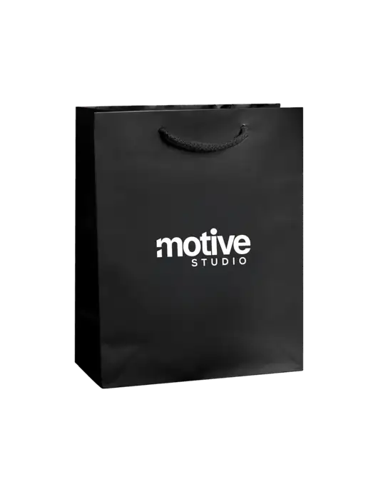 Black Gift Bag Gloss 8x10 w/Motive Studio Logo