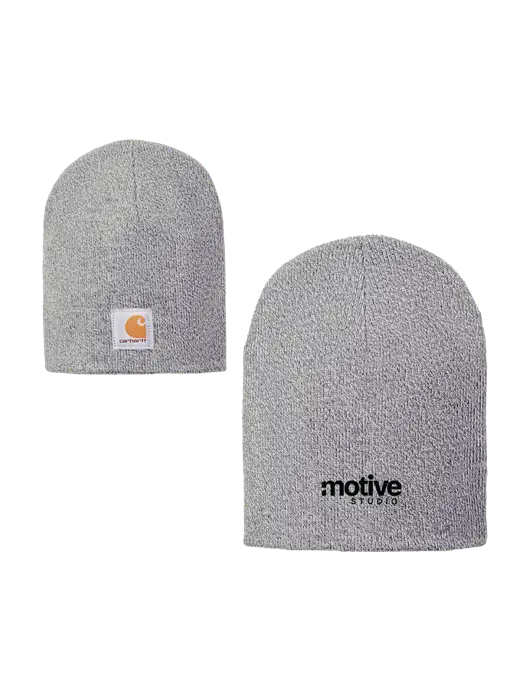 Carhartt Light Grey Heather Acrylic Knit Hat w/Motive Studio Logo