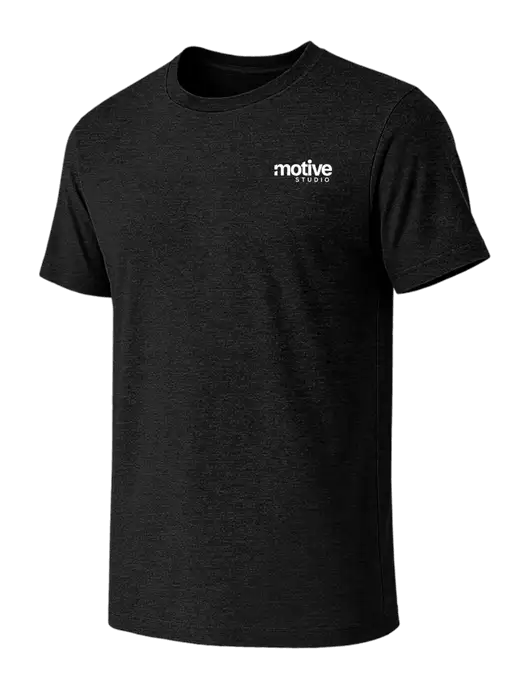 BELLA+CANVAS Black Heather CVC Short Sleeve Tee w/Motive Studio Logo