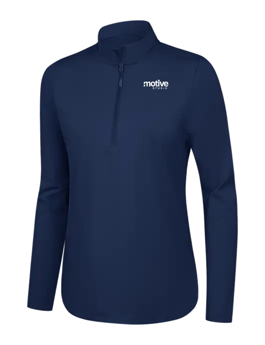  Womens Dark Navy C-FREE Double Knit 1/4-Zip w/Motive Studio Logo