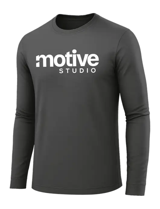Long Sleeve Dark Grey PosiCharge Competitor Tee w/Motive Studio Logo