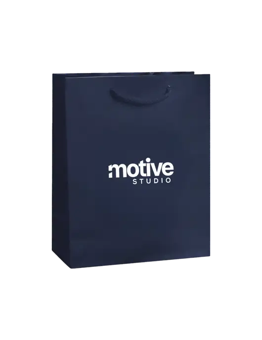 Dark Navy Gift Bag Gloss 8x10 w/Motive Studio Logo