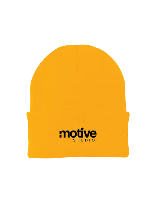 Gold Knit Cap w/Motive Studio Logo