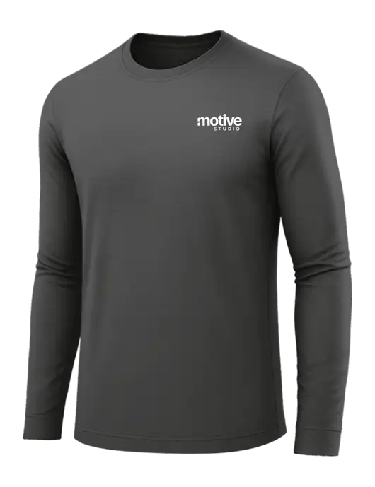 Long Sleeve Dark Grey PosiCharge Competitor Tee w/Motive Studio Logo