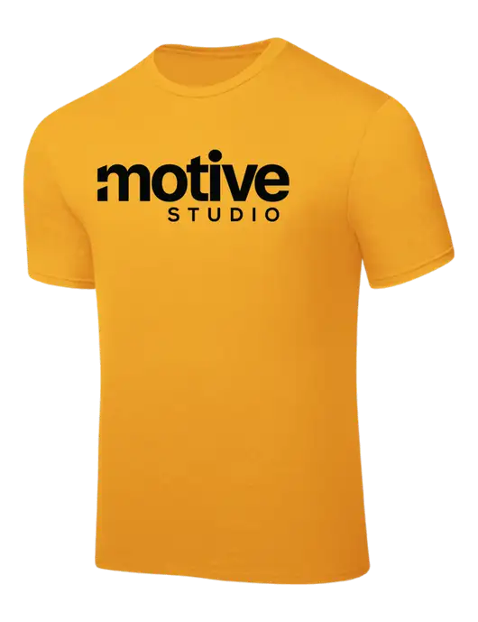 Yellow Gold PosiCharge Competitor Tee w/Motive Studio Logo