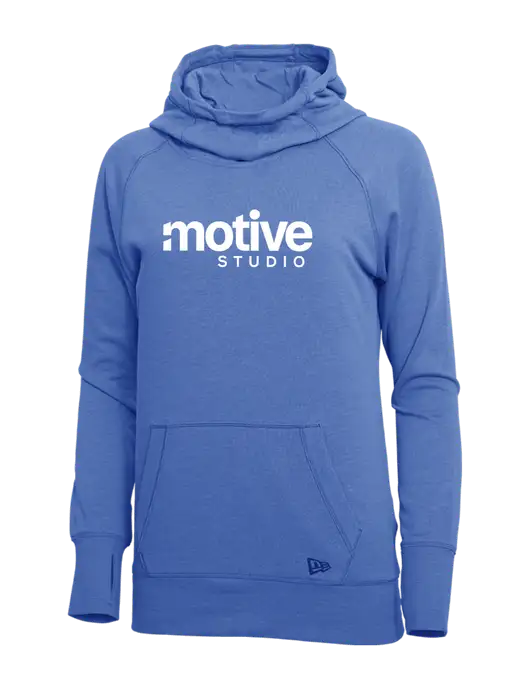 New Era Royal Heather Womens Tri-Blend Fleece Pullover Hoodie w/Motive Studio Logo