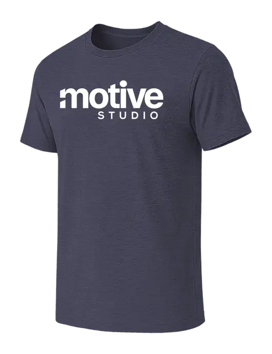 BELLA+CANVAS Heather Navy CVC Short Sleeve Tee w/Motive Studio Logo