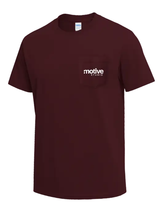 Maroon Heavyweight 6.1 oz Pocket T-Shirt w/Motive Studio Logo