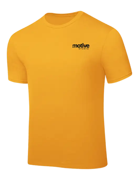 Yellow Gold PosiCharge Competitor Tee w/Motive Studio Logo