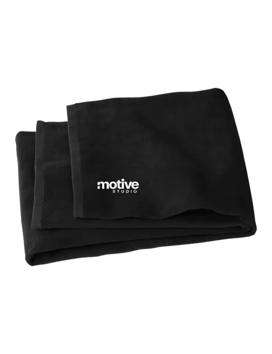 Black Beach Towel w/Motive Studio Logo