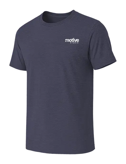 BELLA+CANVAS Heather Navy CVC Short Sleeve Tee w/Motive Studio Logo