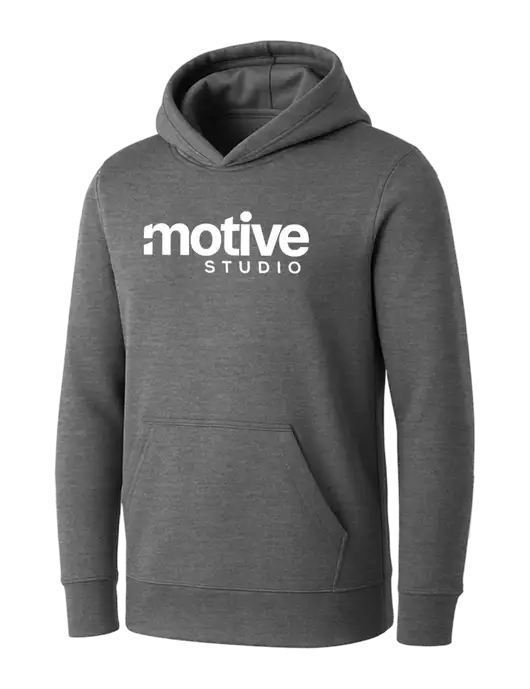Womens Medium Grey Heather Core Fleece Pullover Hooded Sweatshirt w/Motive Studio Logo