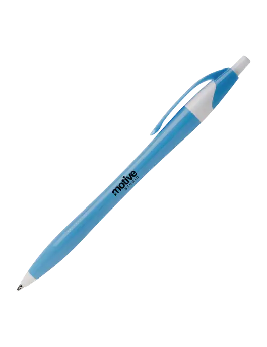 Novella Light Blue/White Breeze Pen - Blue Ink w/Motive Studio Logo