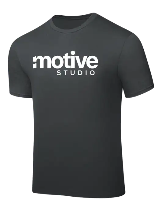 Dark Grey PosiCharge Competitor Tee w/Motive Studio Logo