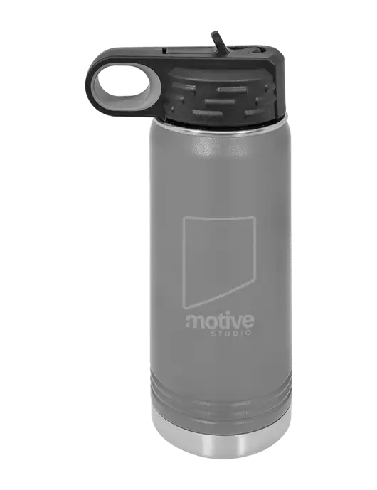 Polar Camel 20 oz Powder Coated Grey Vacuum Insulated Water Bottle w/Motive Studio Logo