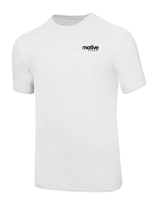 Ring Spun White 4.5 oz T-Shirt w/Motive Studio Logo