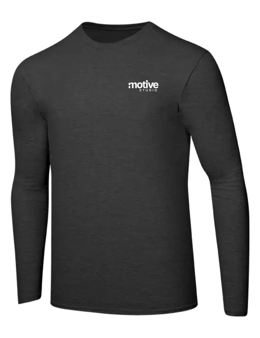Ring Spun Dark Heather Grey 4.5 oz Long Sleeve T-Shirt w/Motive Studio Logo
