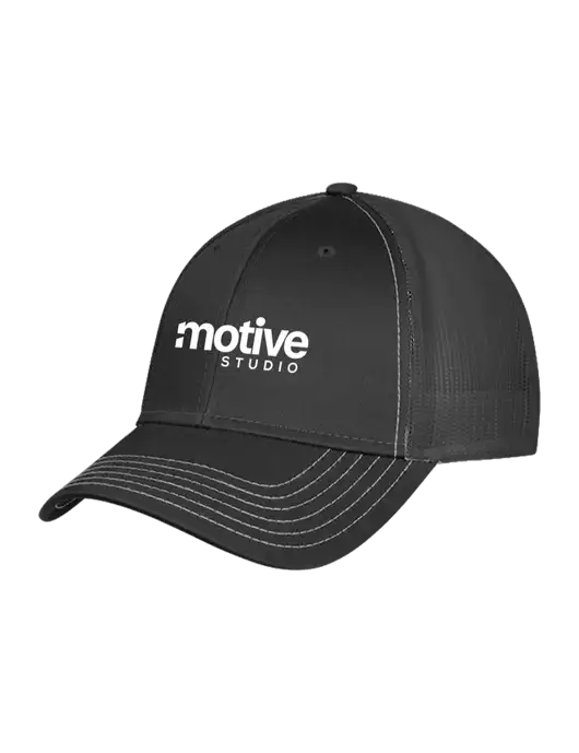 Charcoal Grey Mesh Trucker Cap Snap Back w/Motive Studio Logo