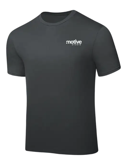 Dark Grey PosiCharge Competitor Tee w/Motive Studio Logo