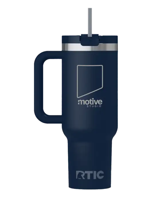 RTIC Road Trip 40 oz Navy Tumbler  w/Motive Studio Logo