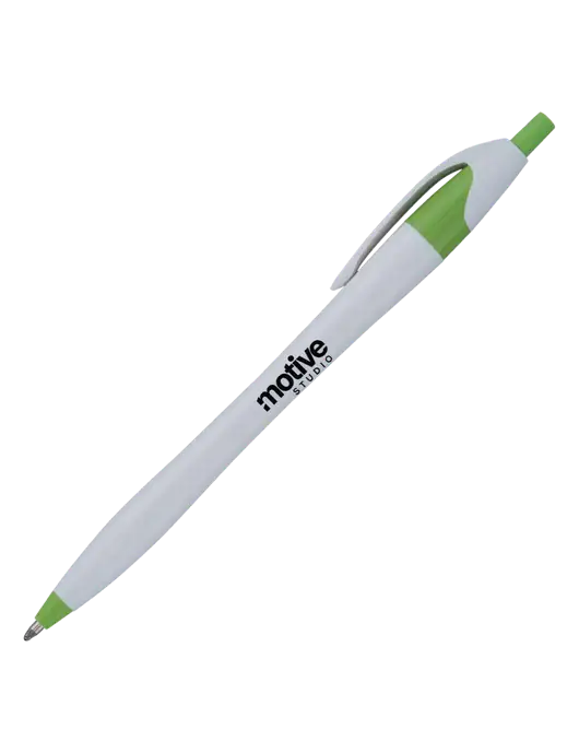 Novella Light Green/White Splash Pen - Blue Ink w/Motive Studio Logo