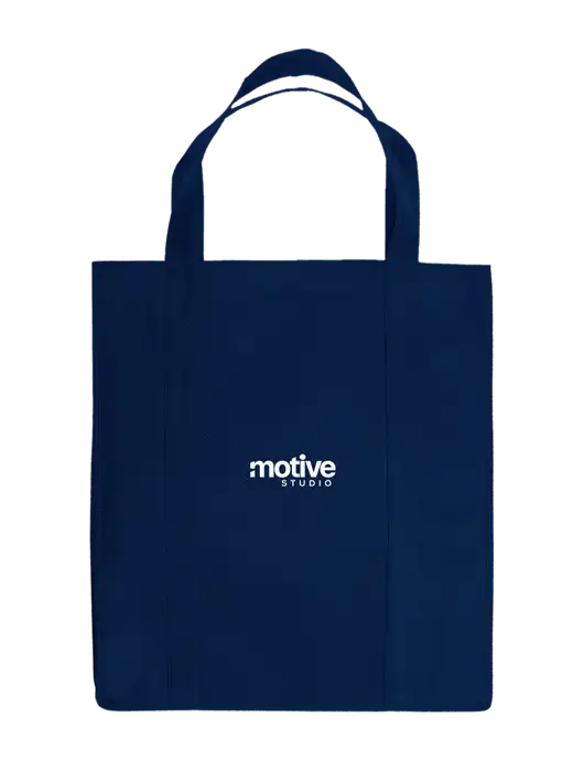 Eco Reusable Jumbo Navy Blue Shopping Bag w/Motive Studio Logo