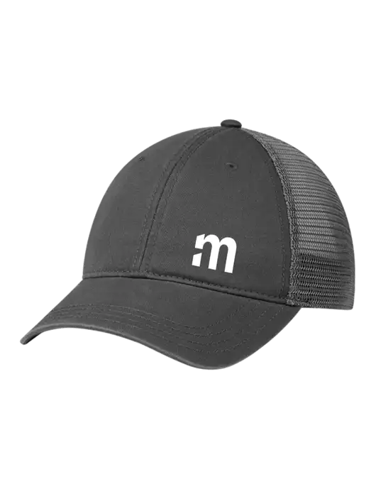 Richardson 111 Garment Washed Trucker Cap Charcoal w/Charcoal Mesh w/m Icon Logo