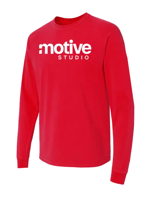 Comfort Colors Garment-Dyed Red Heavyweight Long Sleeve T-Shirt w/Motive Studio Logo