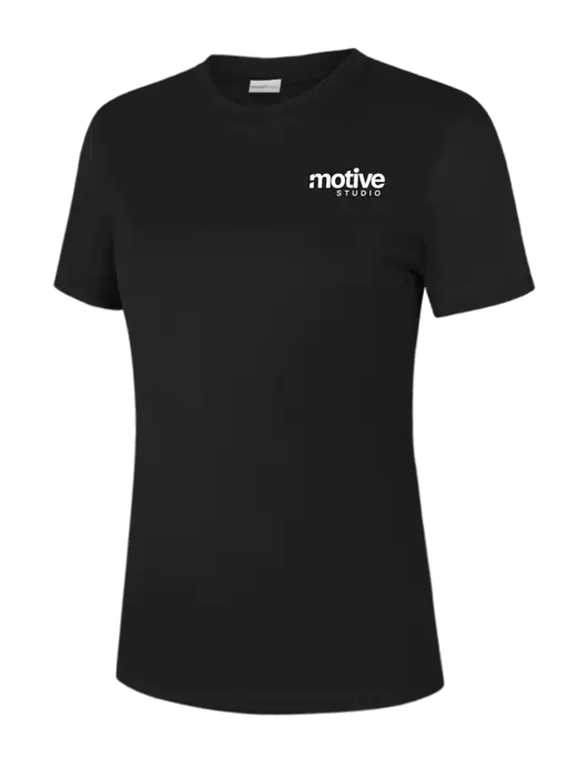  Womens Black PosiCharge Competitor Tee w/Motive Studio Logo