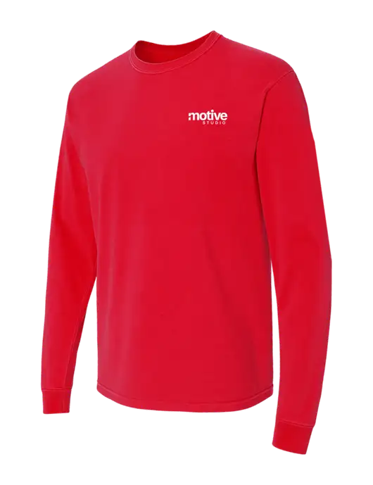 Comfort Colors Garment-Dyed Red Heavyweight Long Sleeve T-Shirt w/Motive Studio Logo