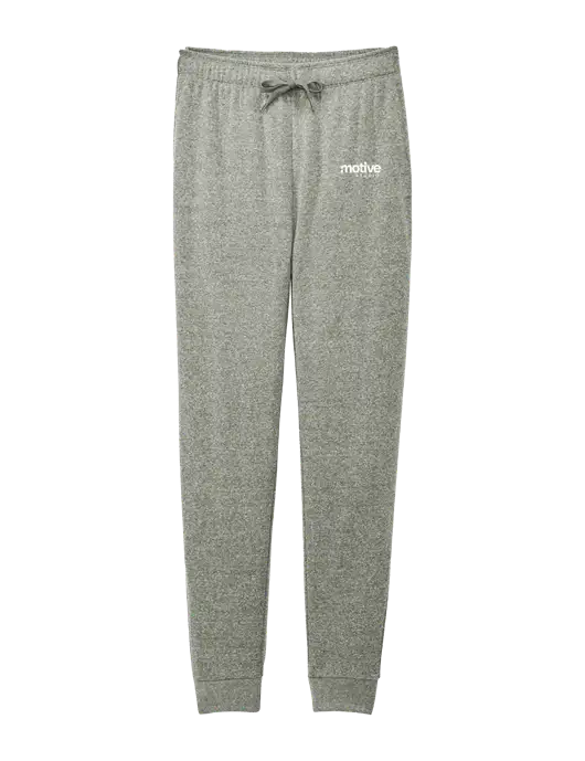 District Womens Dark Medium Grey Mid-Rise Fleece Jogger w/Motive Studio Logo
