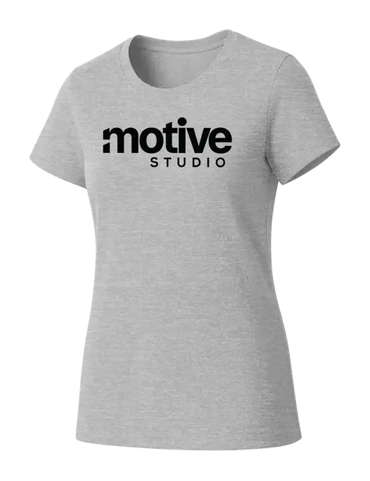 Womens Seriously Soft Light Heathered Grey T-Shirt w/Motive Studio Logo