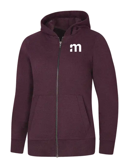 Womens Maroon Heather Re-Fleece Full-Zip Hoodie w/m Icon Logo