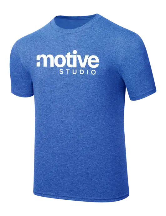 Simply Soft Royal Frost 4.5oz  Poly/Combed Ring Spun Cotton T-Shirt w/Motive Studio Logo