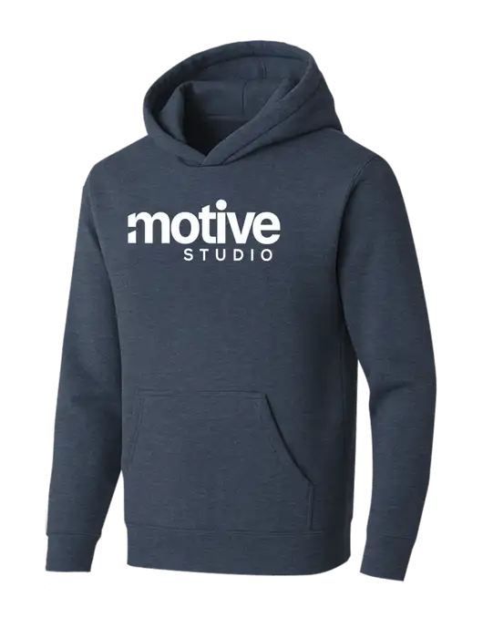 BELLA+CANVAS Heather Navy Sponge Fleece Pullover Hoodie w/Motive Studio Logo