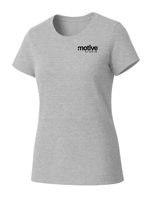 Womens Seriously Soft Light Heathered Grey T-Shirt w/Motive Studio Logo