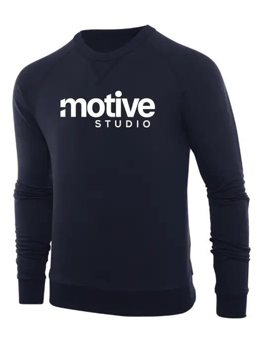 Allmade Dark Navy Organic French Terry Crewneck Sweatshirt w/Motive Studio Logo