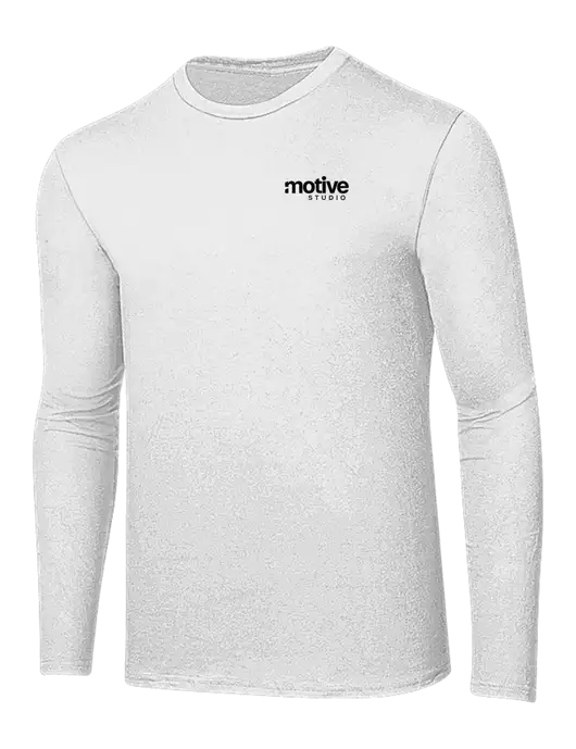 Ring Spun White 4.5 oz Long Sleeve T-Shirt w/Motive Studio Logo